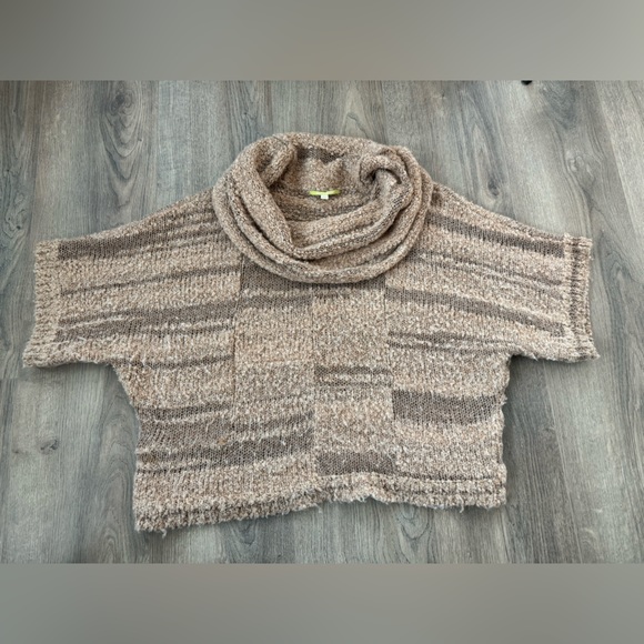 Gianni Bini sweater boiled wool boucle open knit cowl neck crop large - Picture 8 of 11